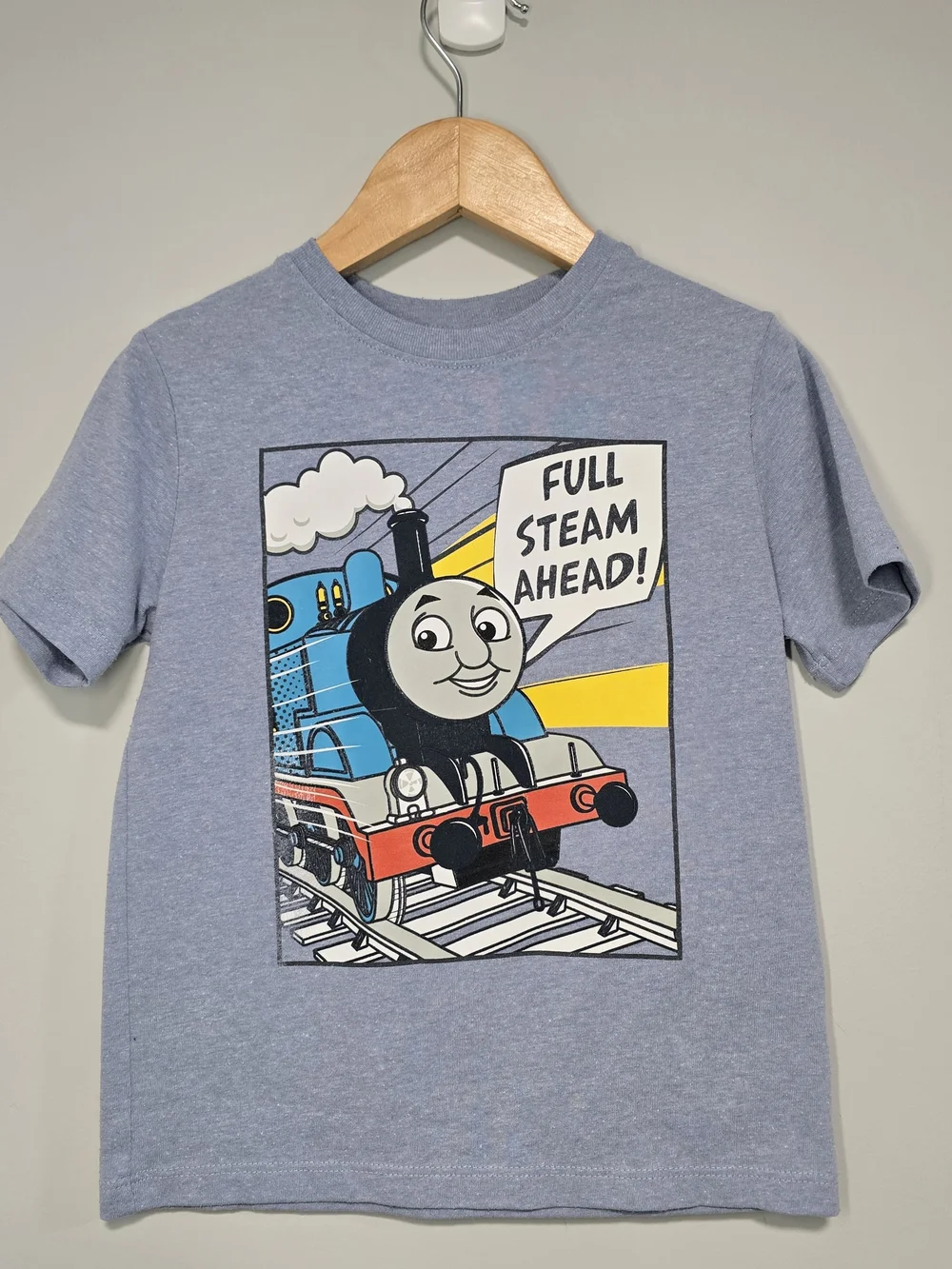 GAP Kids Light Blue Thomas & Friends 'Full Steam Ahead' Graphic T Vintage Style.